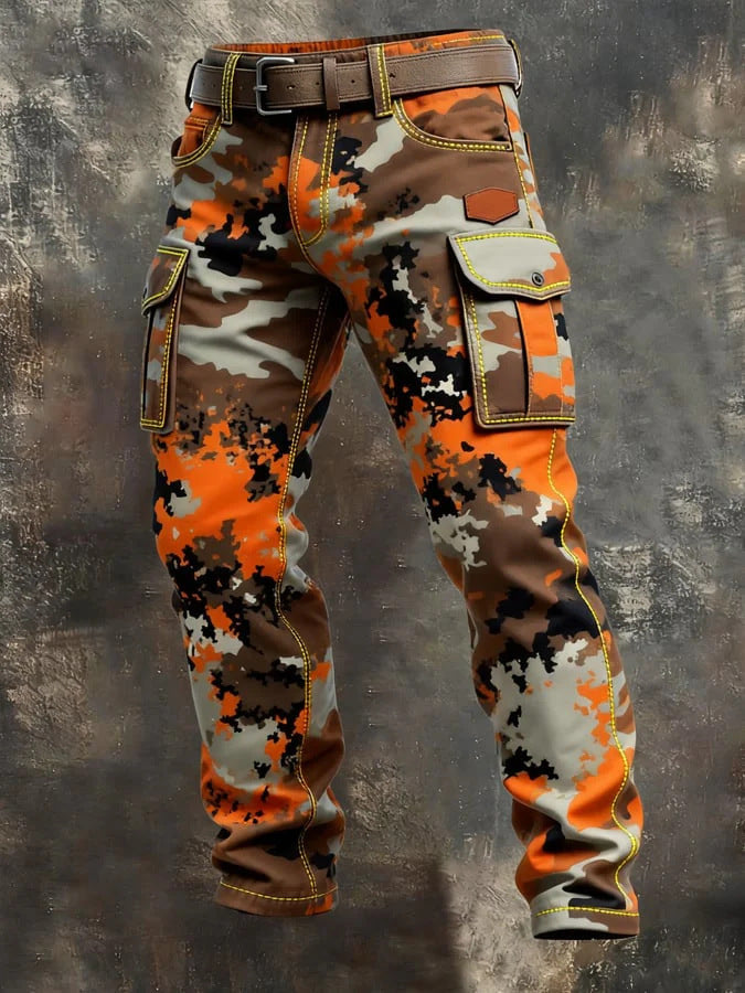 Men's Patchwork Plaid Cargo Pants