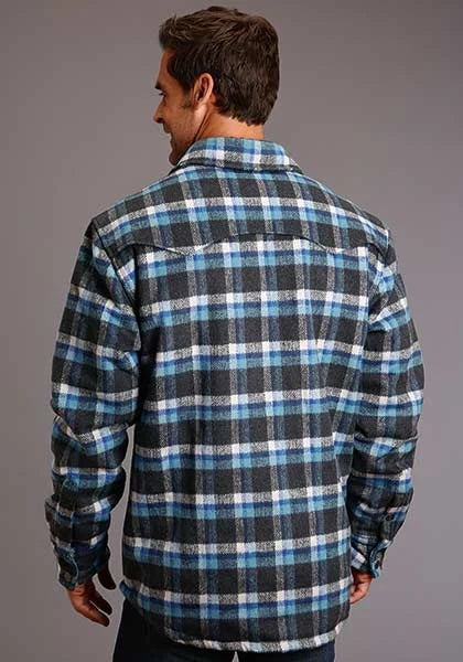 Stetson Men's Blue Plaid Wool-Blend Shirt Jacket