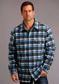 Stetson Men's Blue Plaid Wool-Blend Shirt Jacket