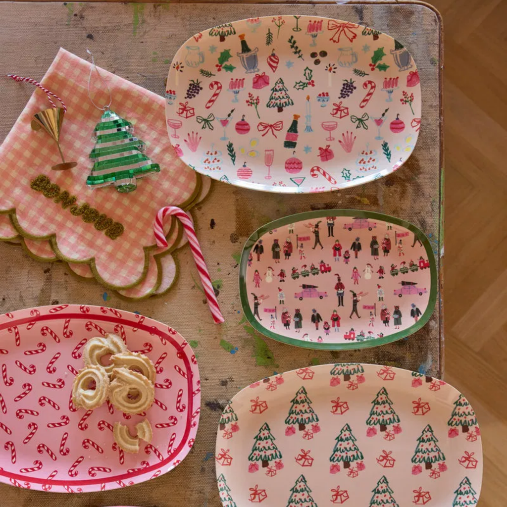 Candy Cane Melamine Rectangular Serving Plate