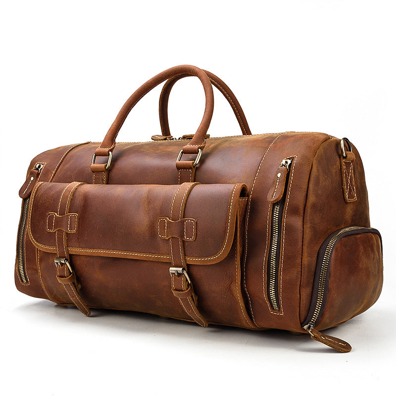 Vintage Full-Grain Crazy Horse Leather Weekender Bag