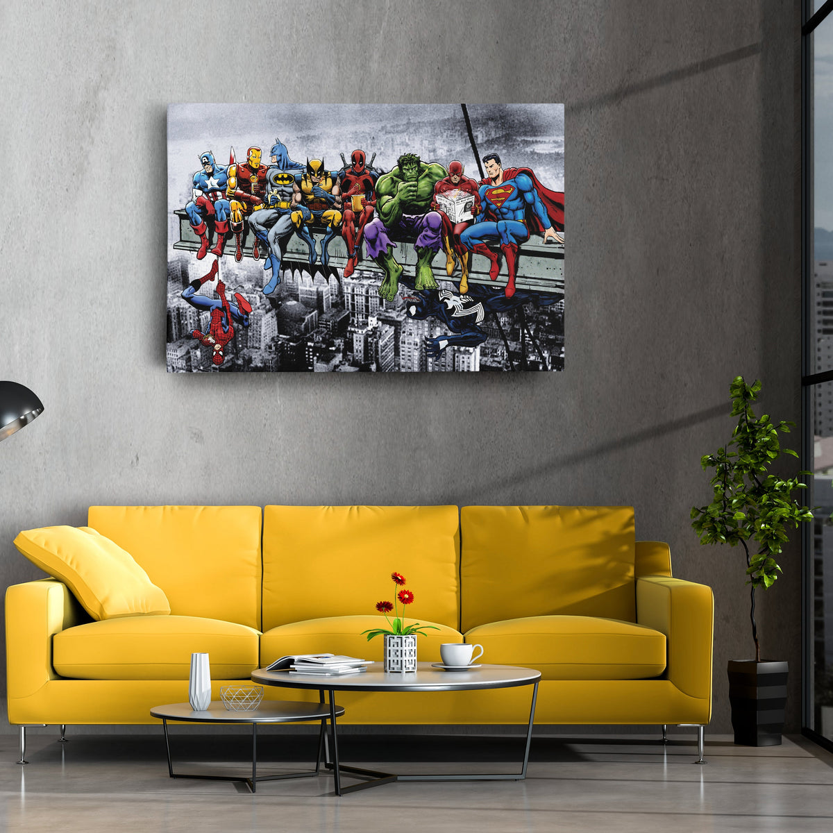 Marvel & DC Superheroes Skyscraper Canvas Wall Art