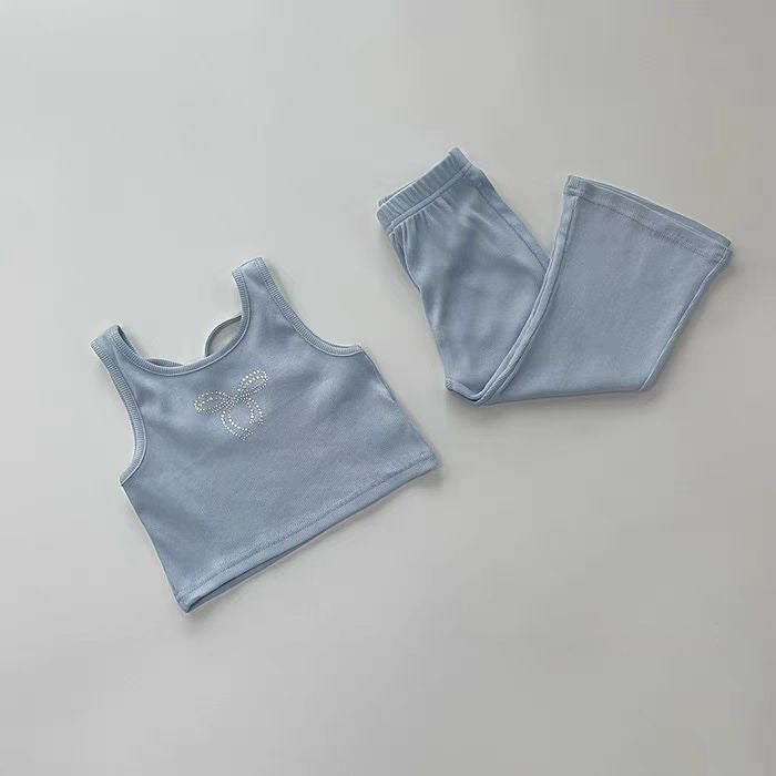 Kids’ Sleeveless Backless Top & Flared Pants Set