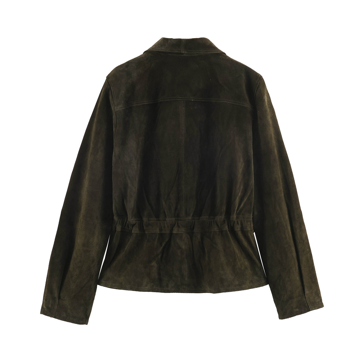 Olive Green Rope-Tie Collar Jacket
