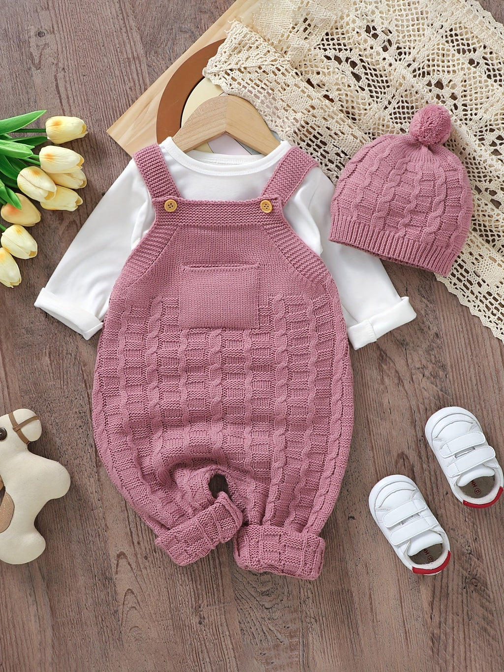 DOVFANNY Baby Sleeveless Knit Jumpsuit Outfit