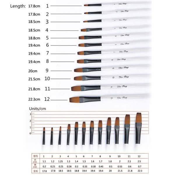 Artist Watercolor Brush Set, 12 Pieces