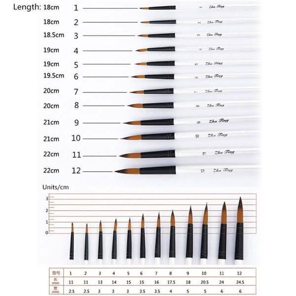 Artist Watercolor Brush Set, 12 Pieces