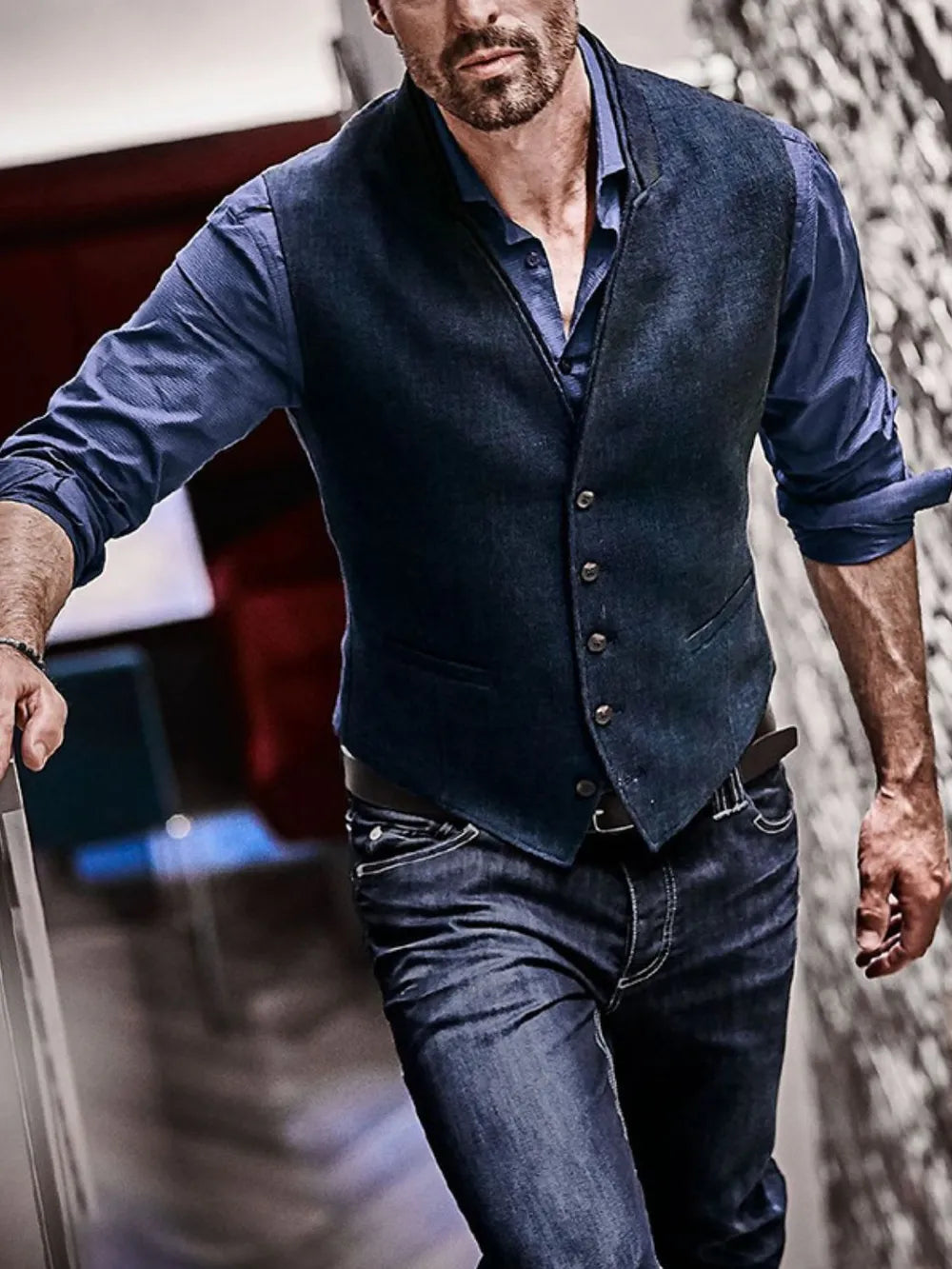 Men's Plus Size Button-Down Vest