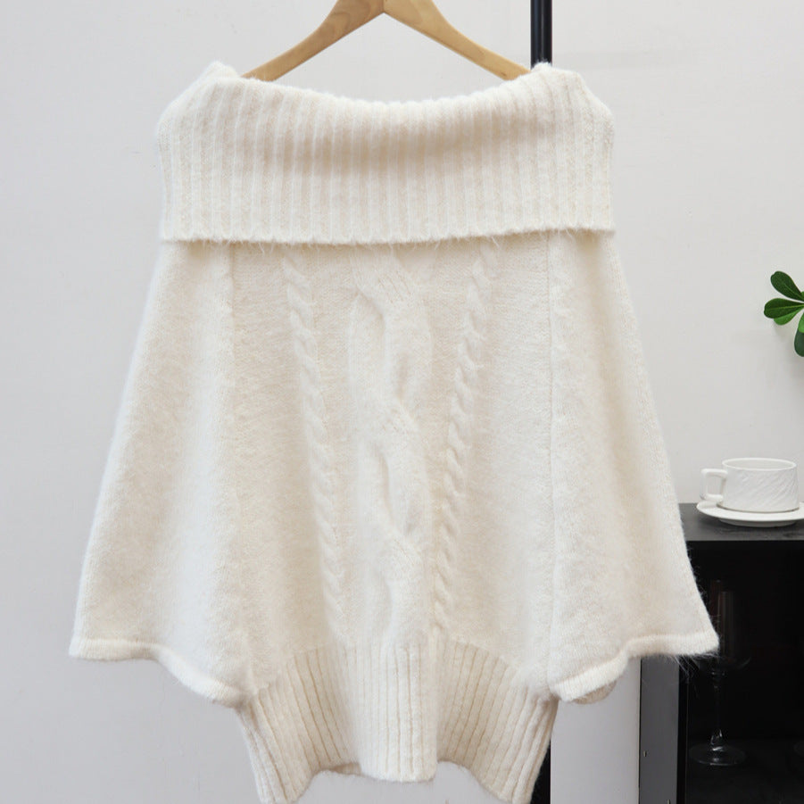 Cable-Knit Cape Sweater