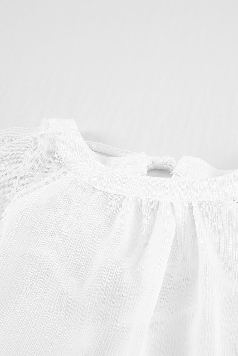 Lace-Detail Tie-Neck Blouse