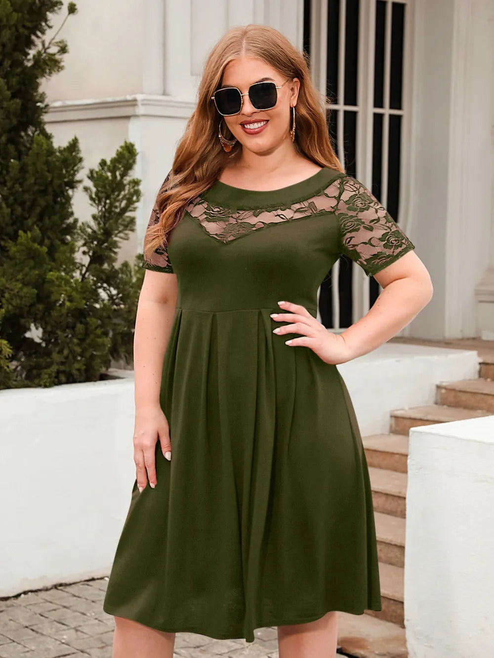 Women's Plus Size Ruched Short-Sleeve Dress