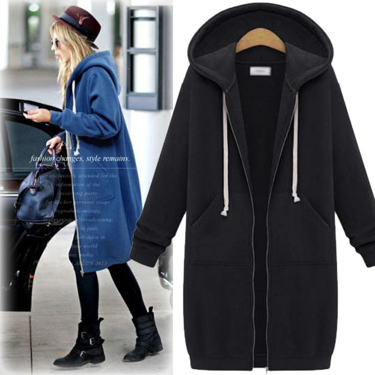 Women's Plus Size Fleece-Lined Hooded Zip Jacket