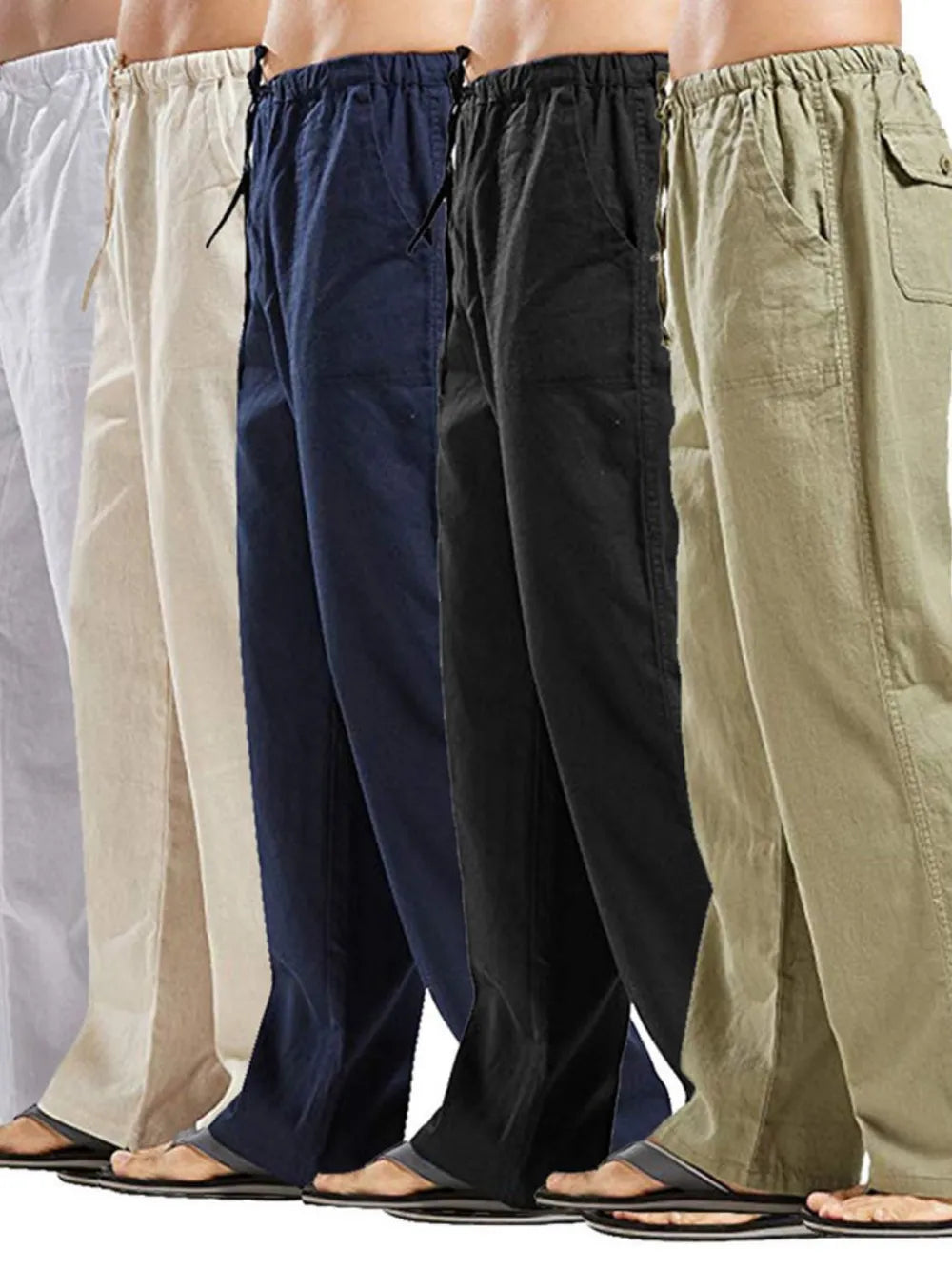 Men's Plus Size Drawstring Straight-Leg Pants