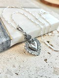 925 Sterling Silver Sacred Heart Figaro Necklace