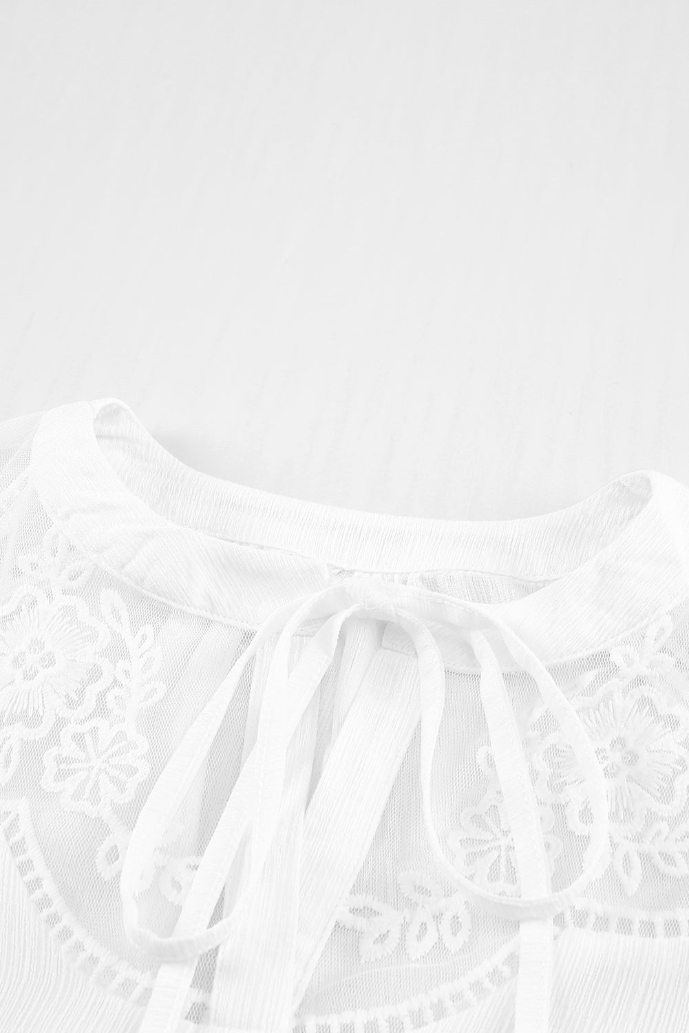 Lace-Detail Tie-Neck Blouse