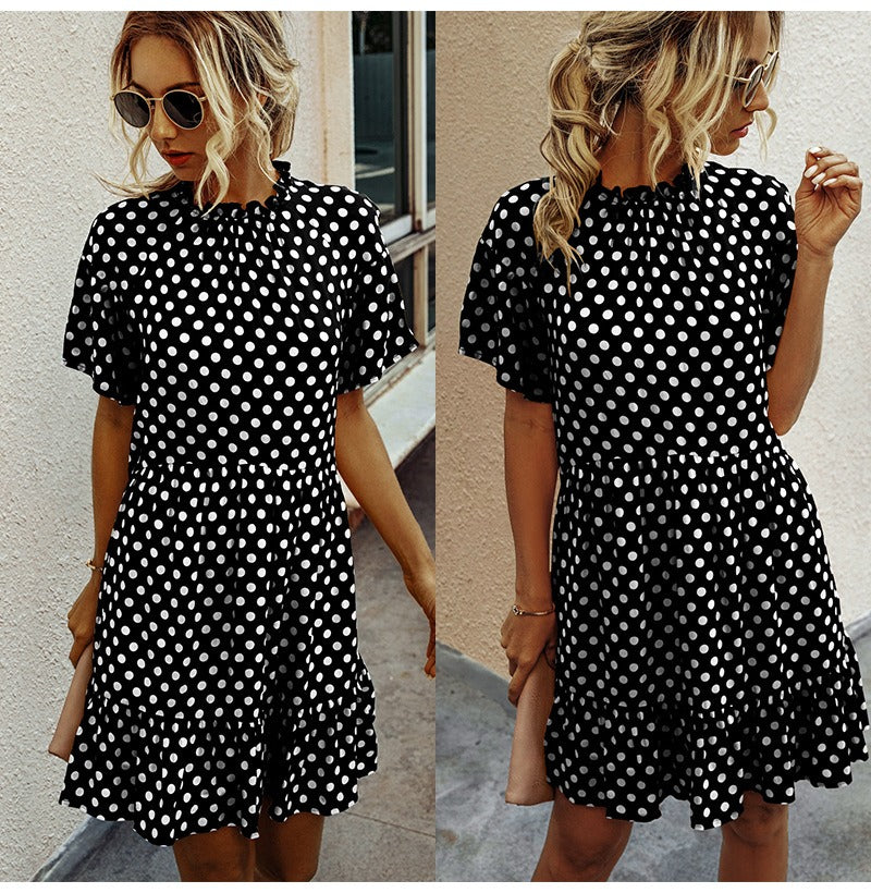 Women's Polka-Dot Chiffon Midi Dress