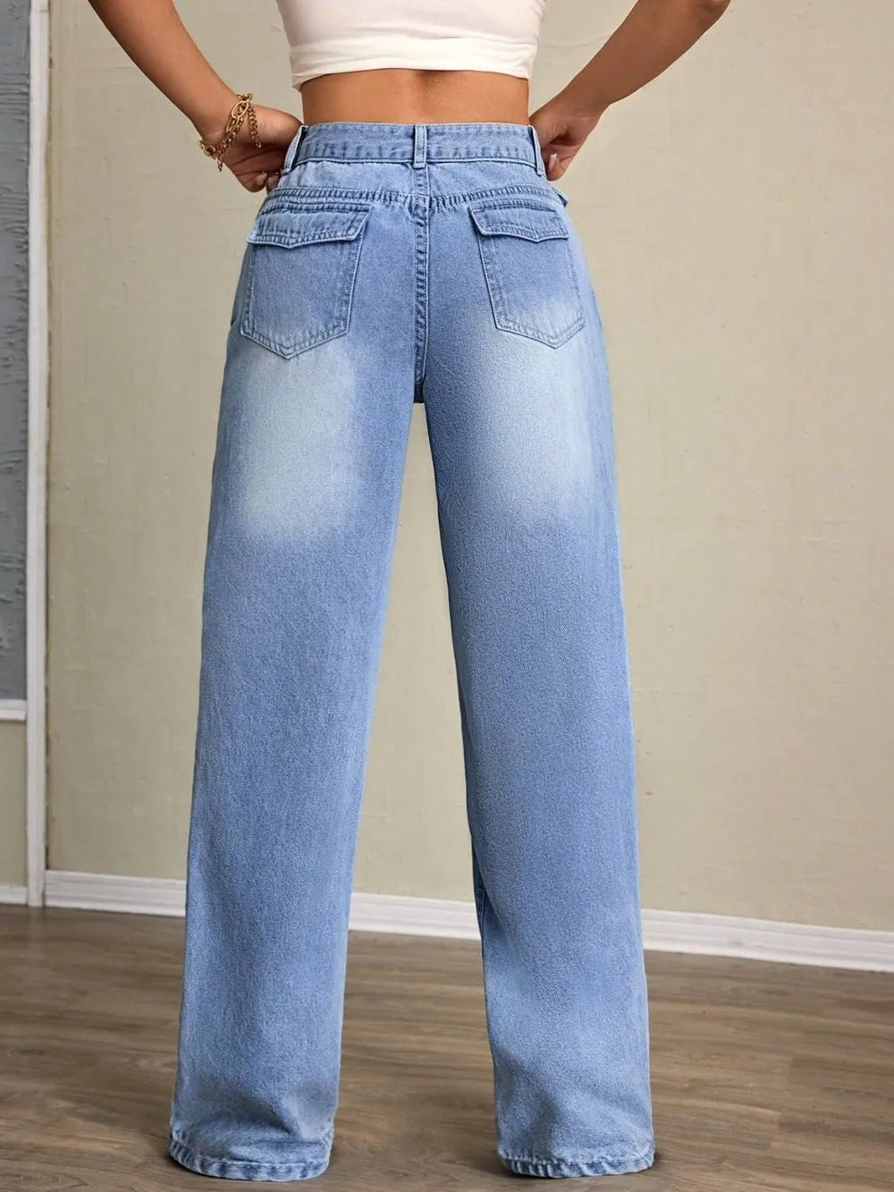 Washed High-Waisted Jeans