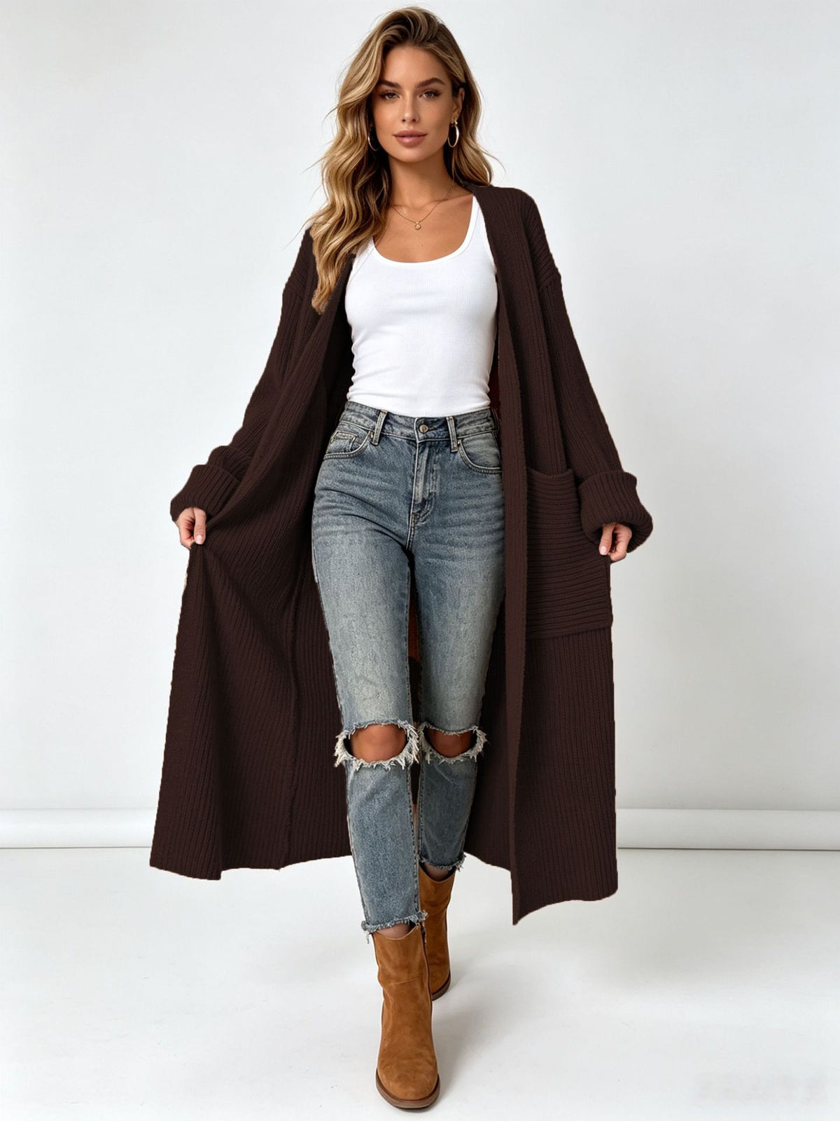 Relaxed Long-Sleeve V-Neck Sweater