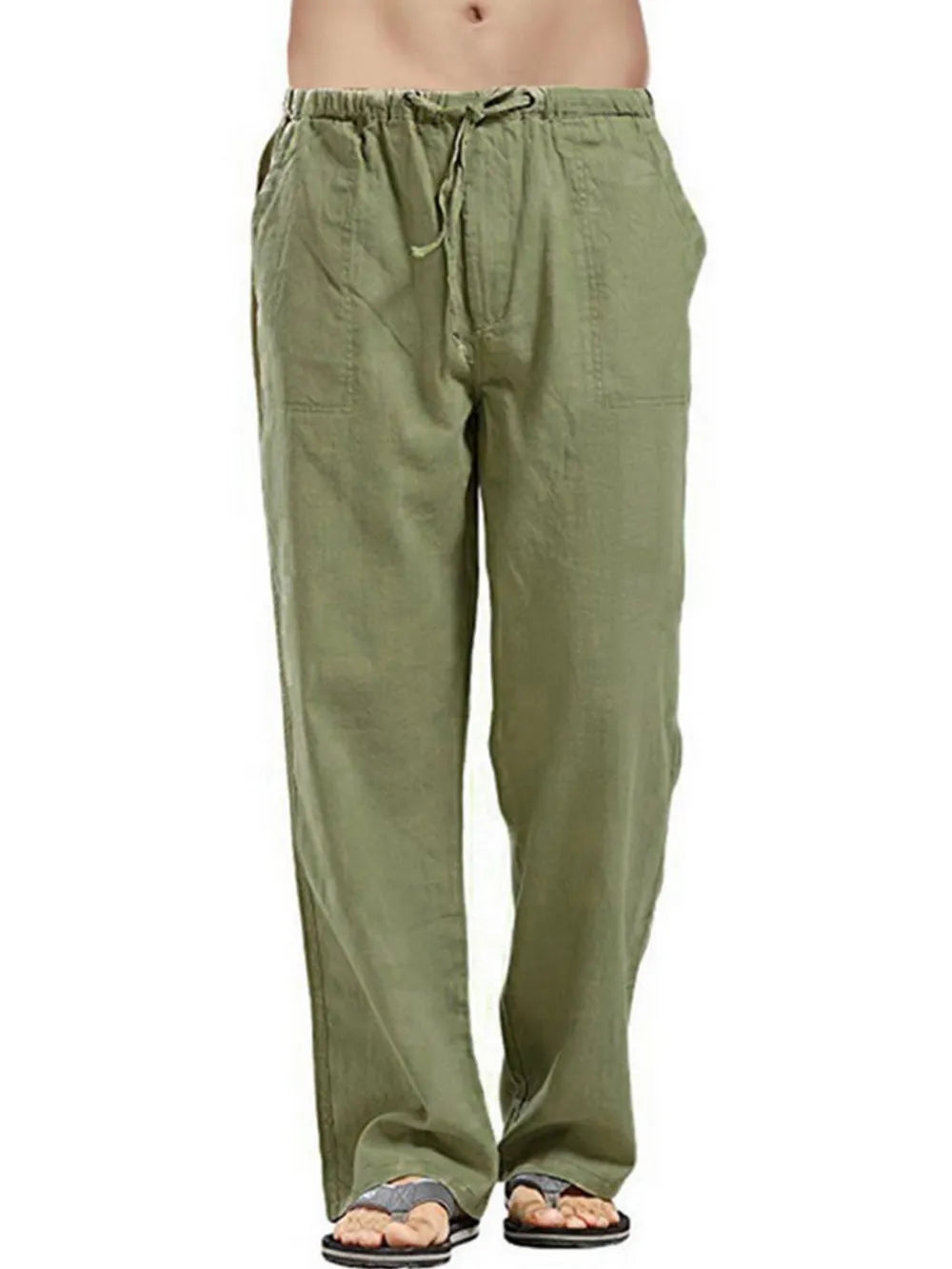 Men's Plus Size Drawstring Straight-Leg Pants