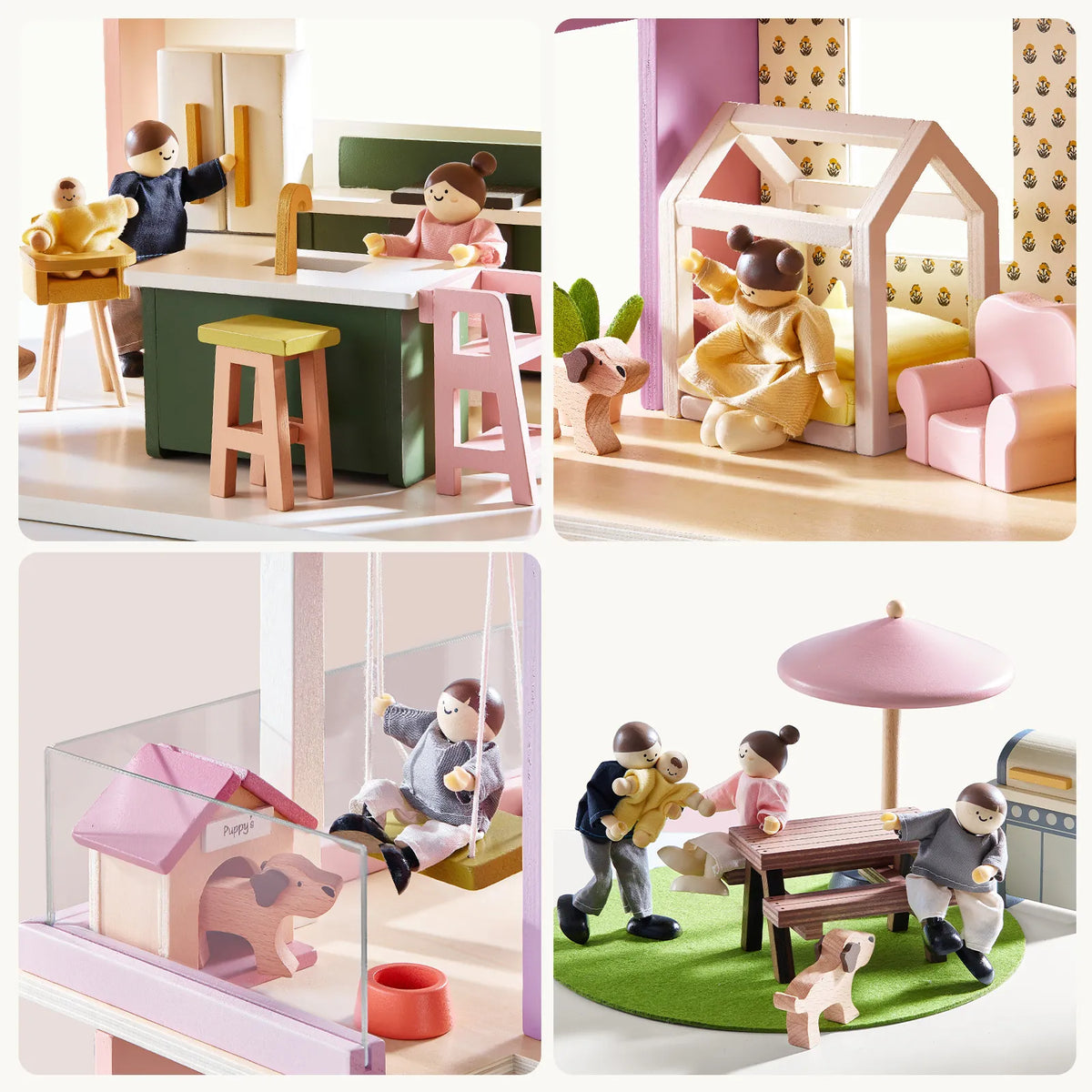 Tiny Land Sweetwood Edge Dollhouse — Green & Pink