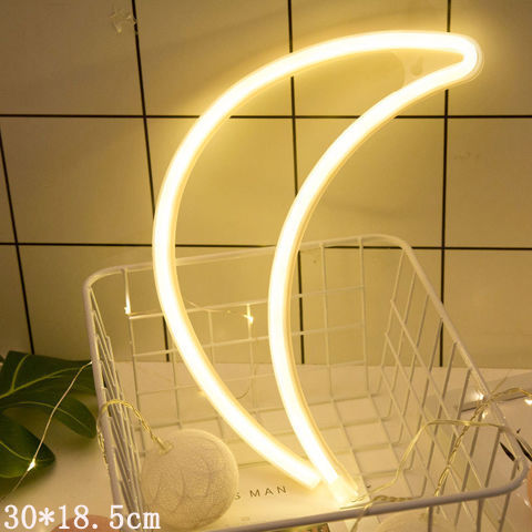 LED Neon Wall Night Light — USB & Battery Powered