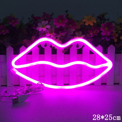 LED Neon Wall Night Light — USB & Battery Powered