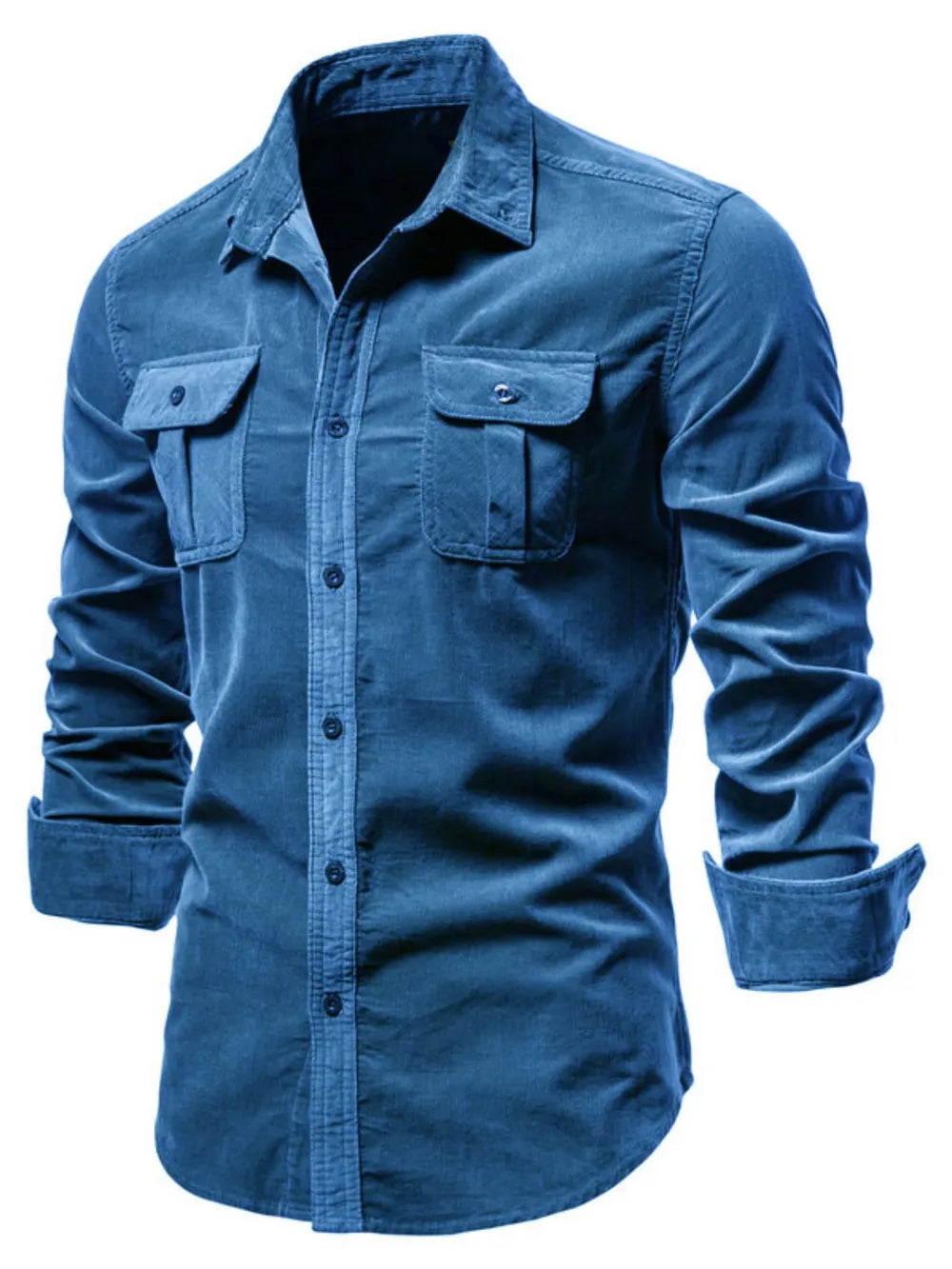 Men's Plus Size Solid Button-Down Collared Shirt