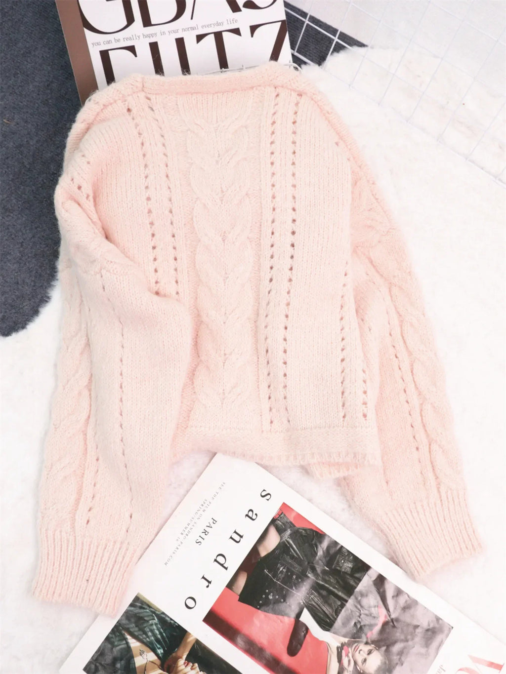 Women's Cable-Knit Button-Up Cardigan Sweater