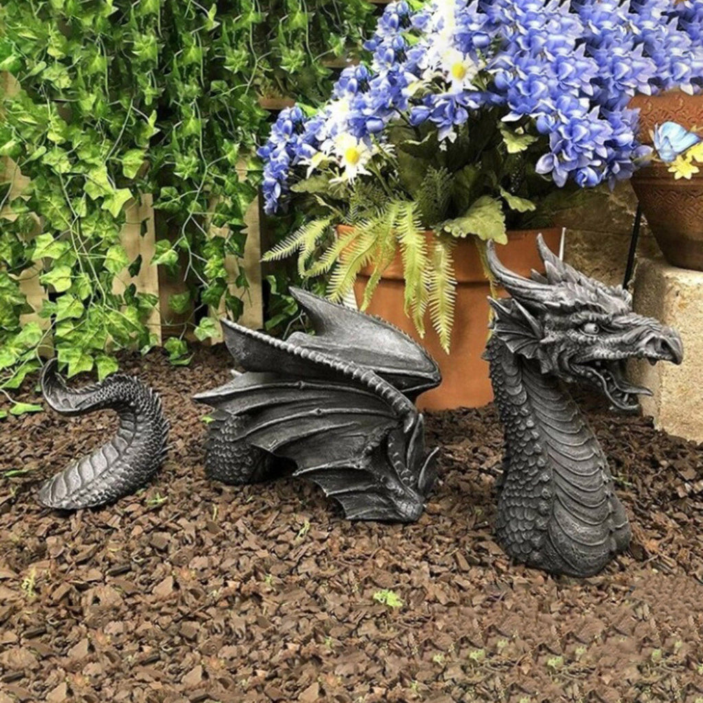 Gothic Dragon Garden Statue – Black or White