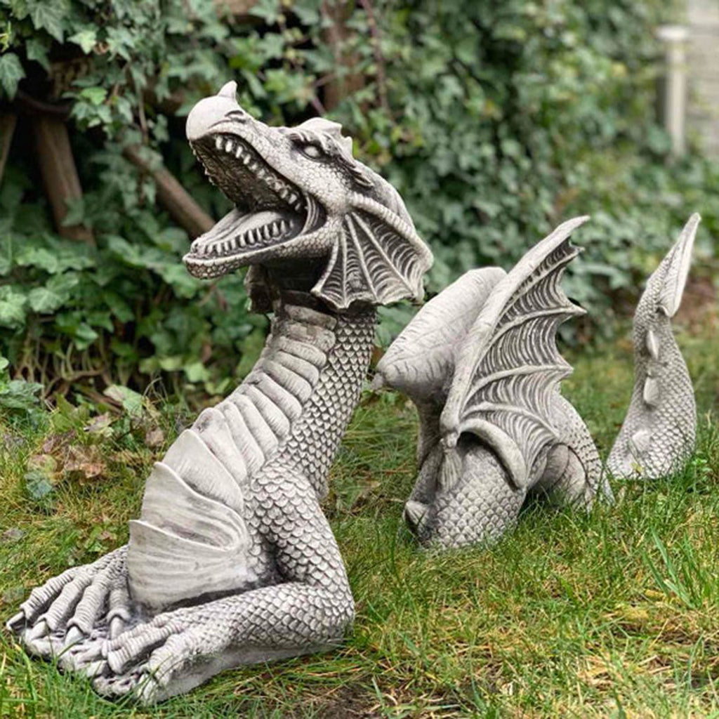 Gothic Dragon Garden Statue – Black or White