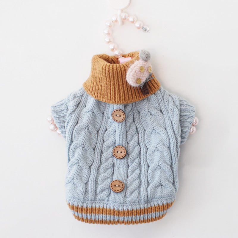 Classic Knitted Pet Sweater Overall Sweet Color Dog Clothes for Small Dogs Winter New Year's Dog Jacket Warm
