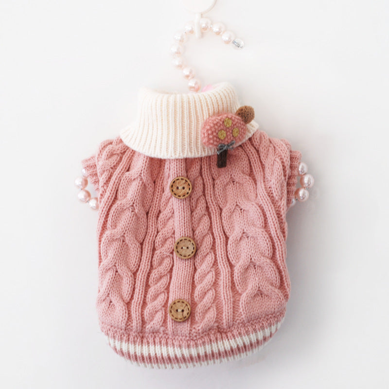 Classic Knitted Pet Sweater Overall Sweet Color Dog Clothes for Small Dogs Winter New Year's Dog Jacket Warm