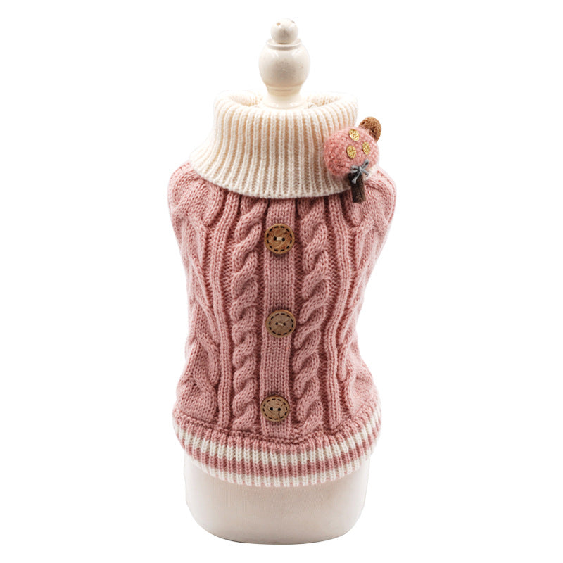 Classic Knitted Pet Sweater Overall Sweet Color Dog Clothes for Small Dogs Winter New Year's Dog Jacket Warm