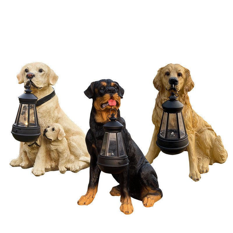 Solar LED Dog Lantern Garden Sculpture