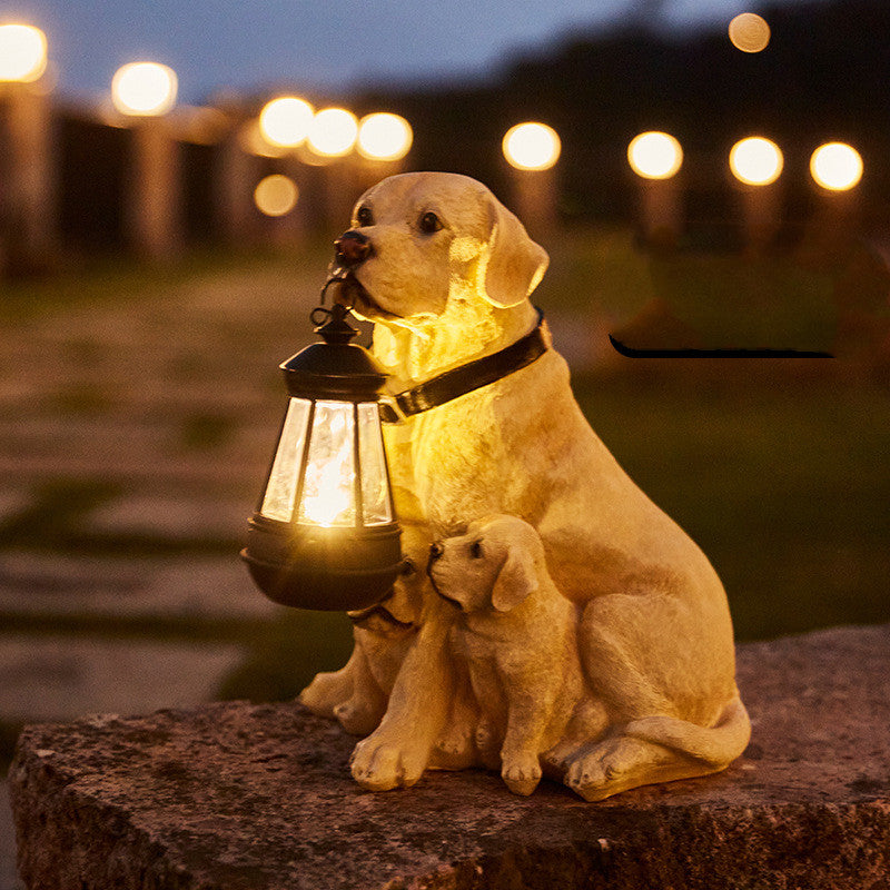 Solar LED Dog Lantern Garden Sculpture