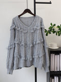 Relaxed V-Neck Pullover Sweater