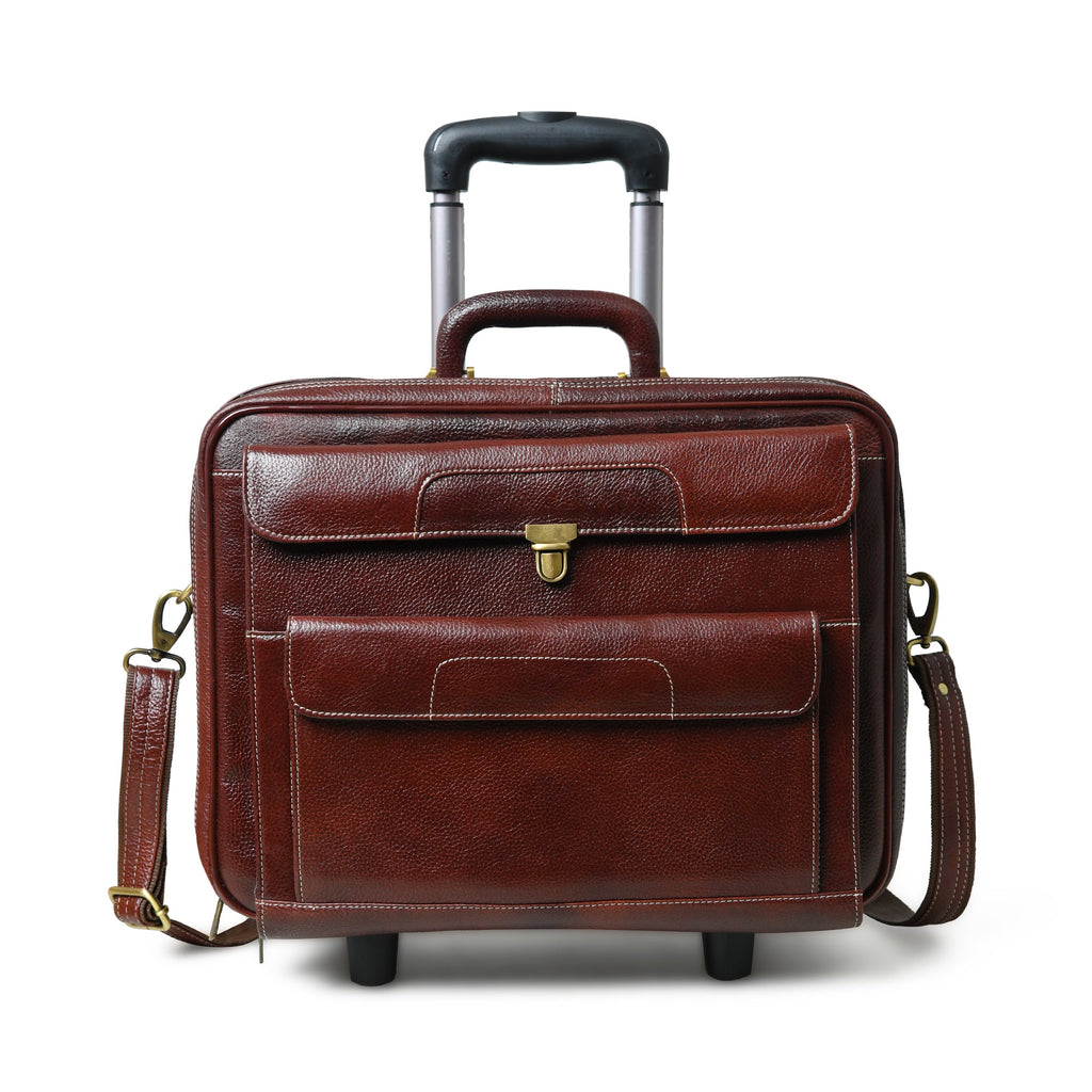 Wanderer Leather Rolling Suitcase