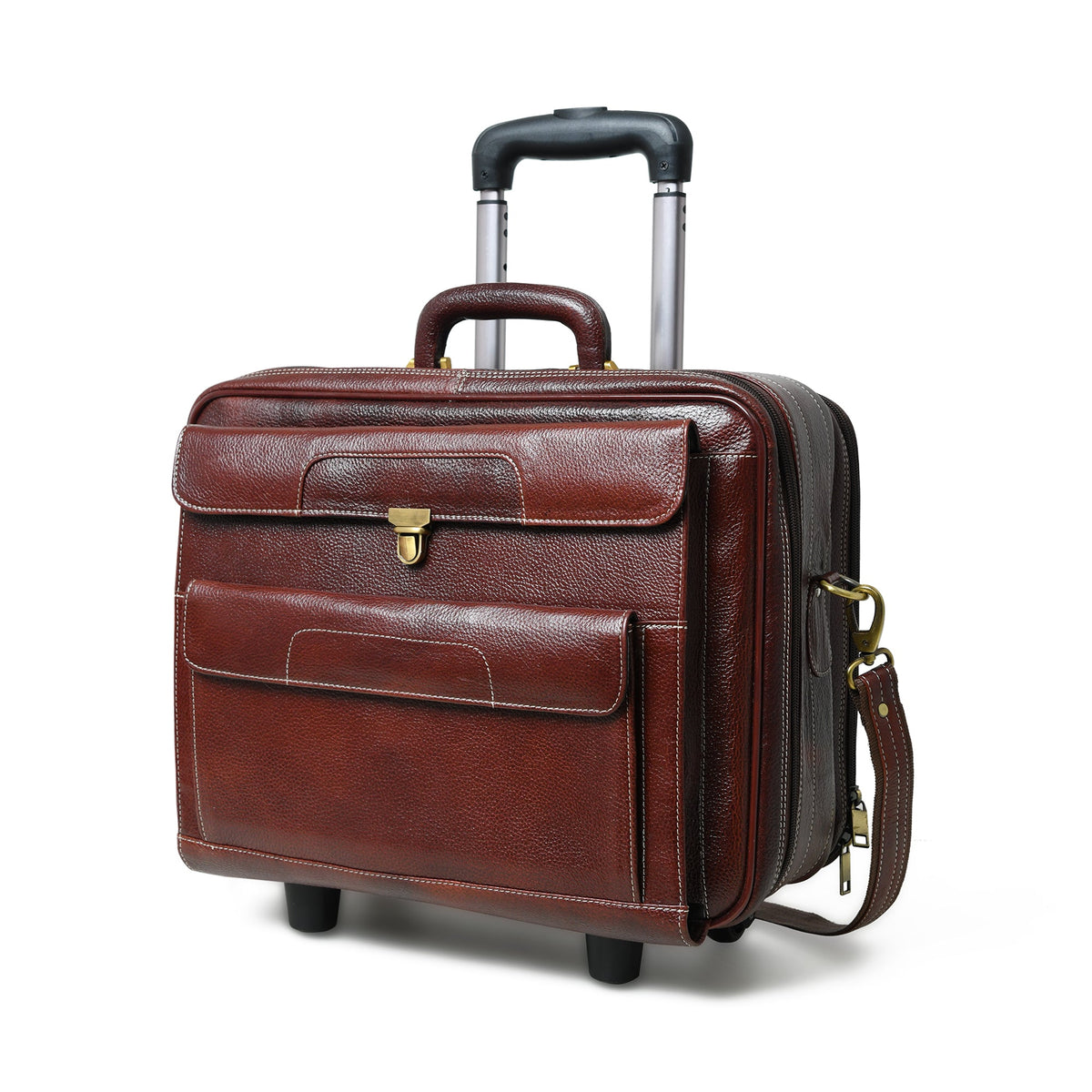 Wanderer Leather Rolling Suitcase
