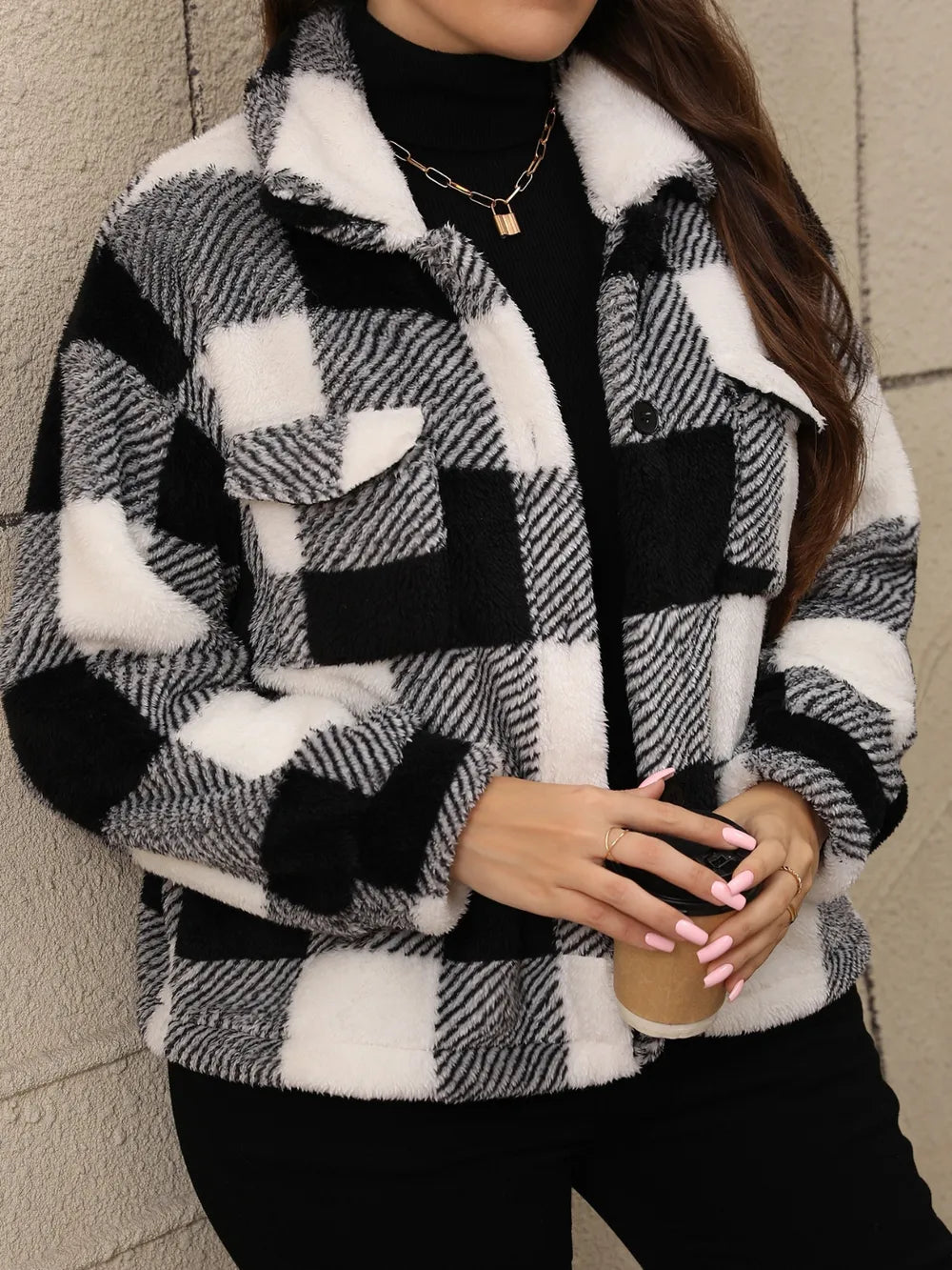 Women's Plus Size Plaid Jacket