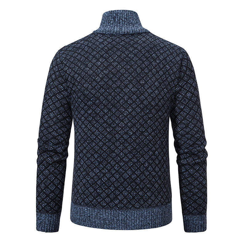 Men's Zip-Up Plaid Knit Cardigan