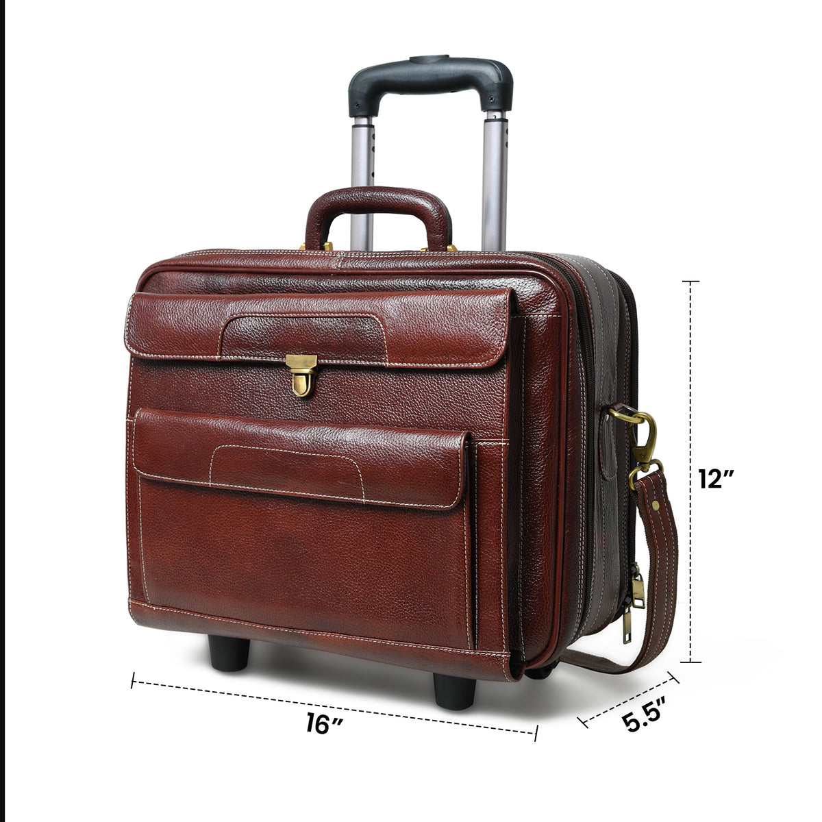 Wanderer Leather Rolling Suitcase
