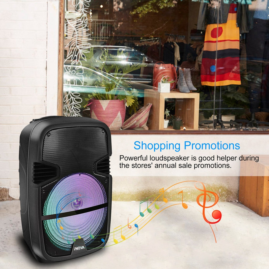 12-Inch Portable Bluetooth PA Karaoke Speaker with Wired Mic