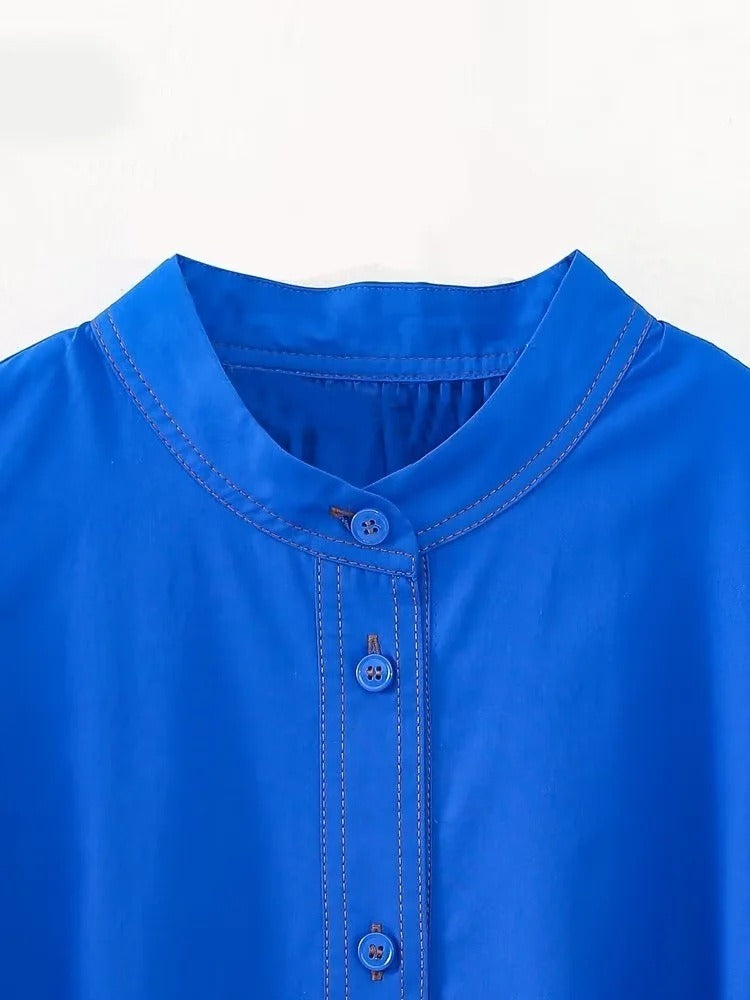 Button-Front Layered-Look Short Dress