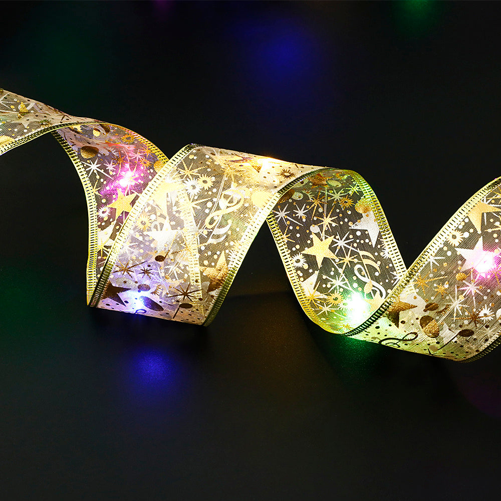 LED Light-Up Christmas Ribbon String Lights