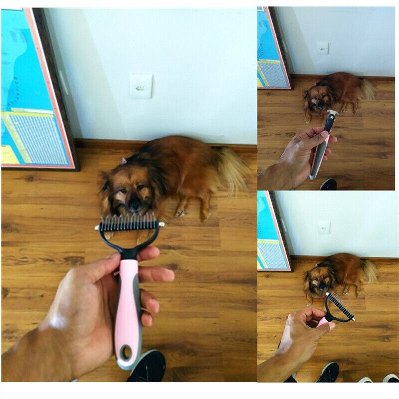 Grooming Brush For Pet Dog Cat Deshedding Tool Rake Comb Fur Remover Reduce 2-Side Dematting Tool For Dogs Cats