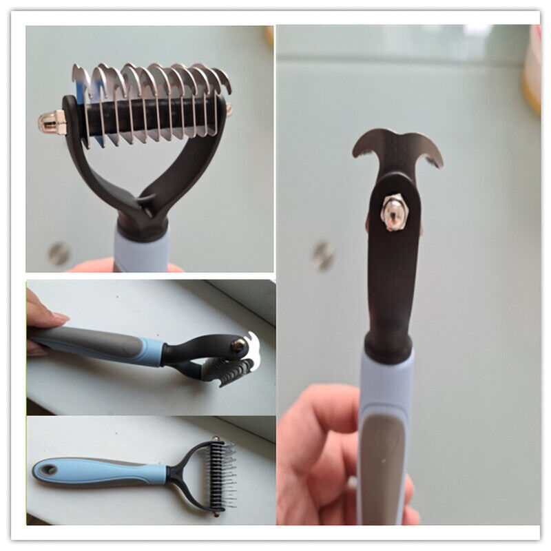Grooming Brush For Pet Dog Cat Deshedding Tool Rake Comb Fur Remover Reduce 2-Side Dematting Tool For Dogs Cats