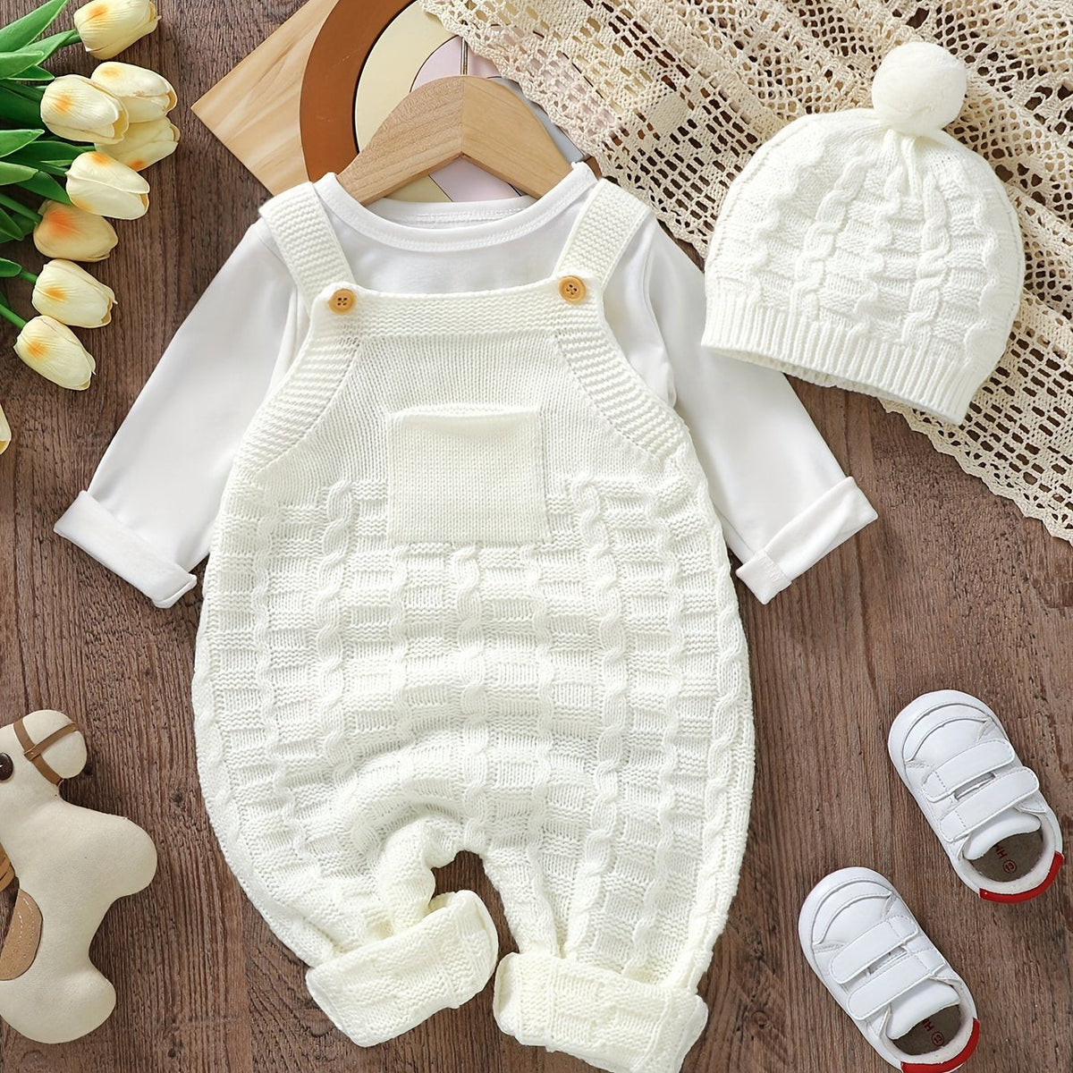 DOVFANNY Baby Sleeveless Knit Jumpsuit Outfit