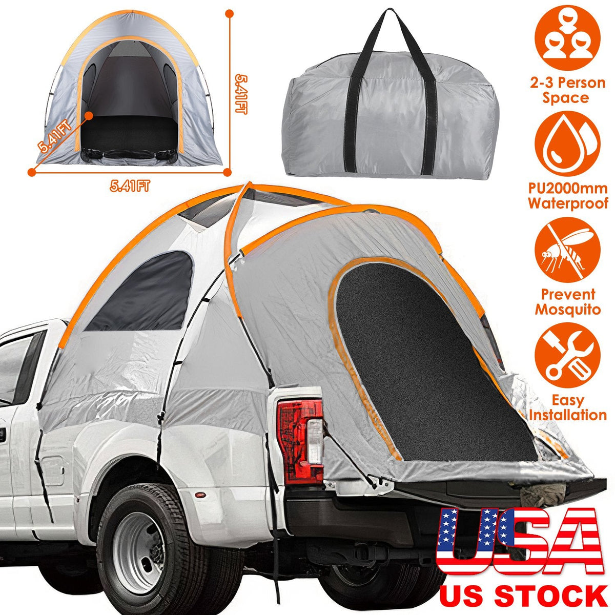 LakeForest Pickup Truck Bed Tent with Rainfly — 5.41–6.56 ft