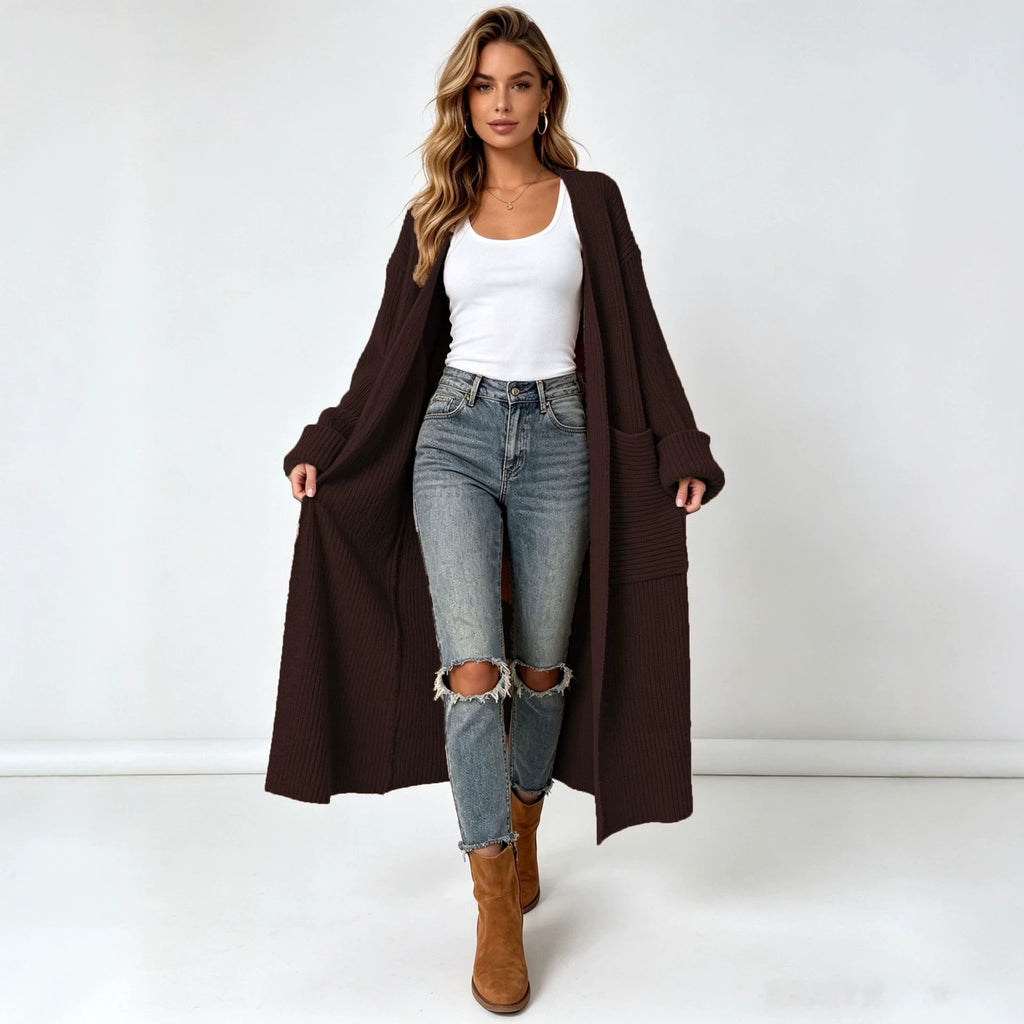 Relaxed Long-Sleeve V-Neck Sweater