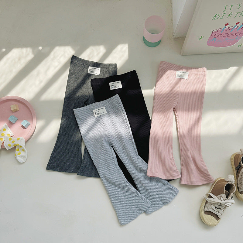 Girls’ Solid-Color Stretch Flared Pants
